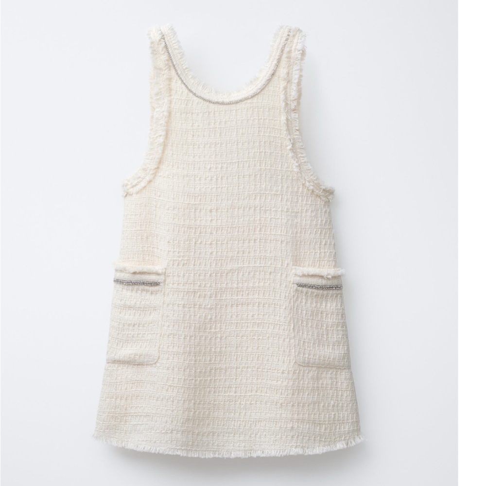 Cream Sleeveless Textured Dress- Zara NWT